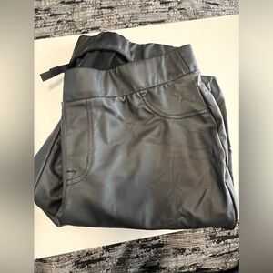 black faux leather leggings